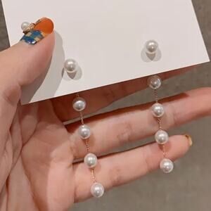 Elegant Pearl Drop fashion Earrings Length 3.5 inches